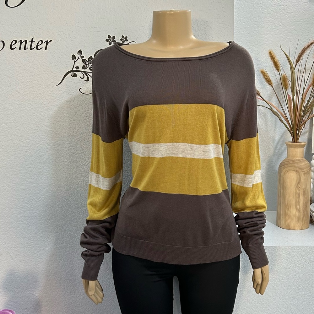 Martin & Osa Silk Wool Sweater Size XL Long Sleeve Lightweight Color Block EUC